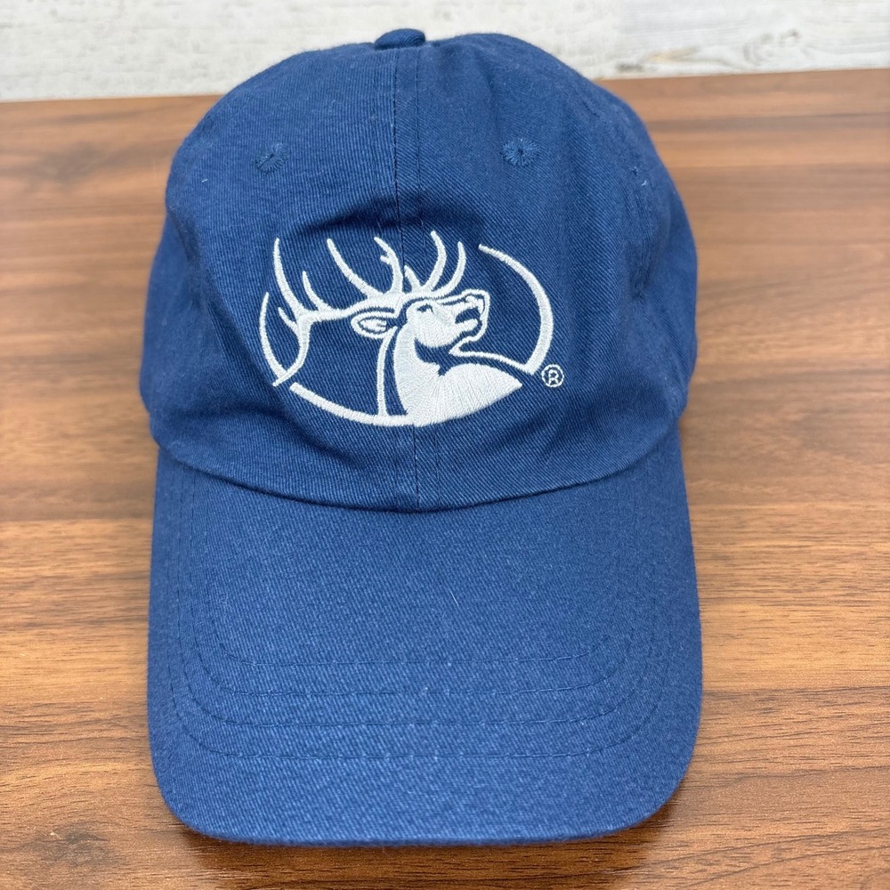 Browning Volunteer Elk Logo Hunting Baseball Cap Navy Blue Cotton Adjustable Men